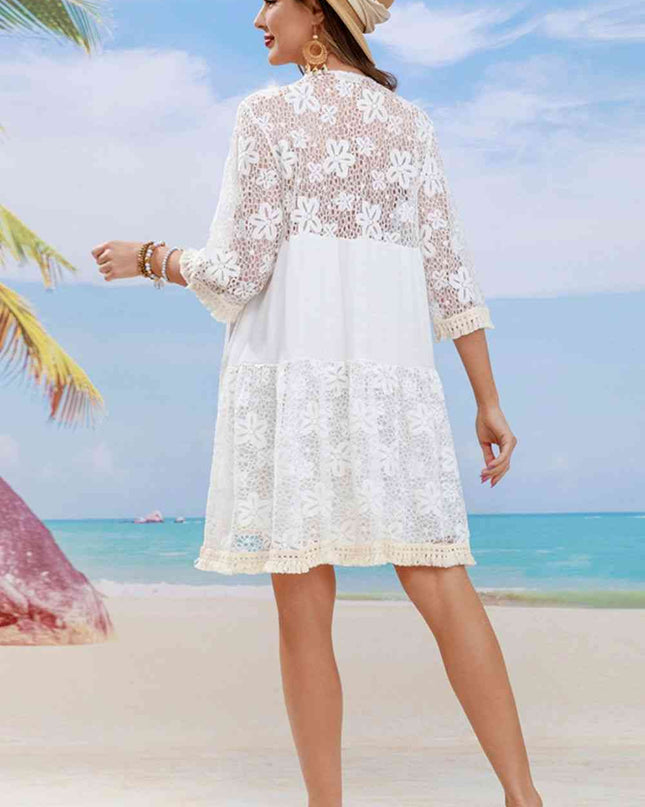 Tassel Spliced Lace Cover Up