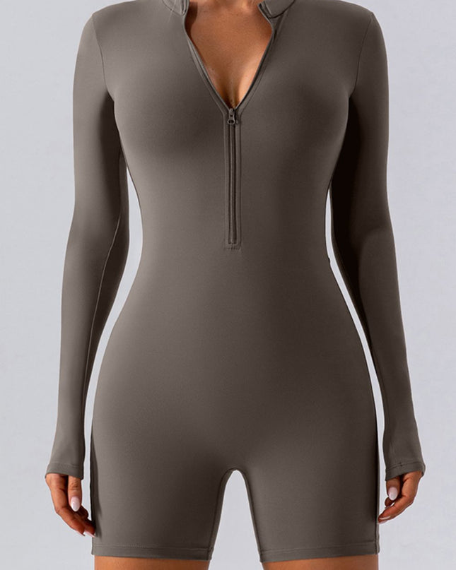 Half Zip Long Sleeve Active Romper