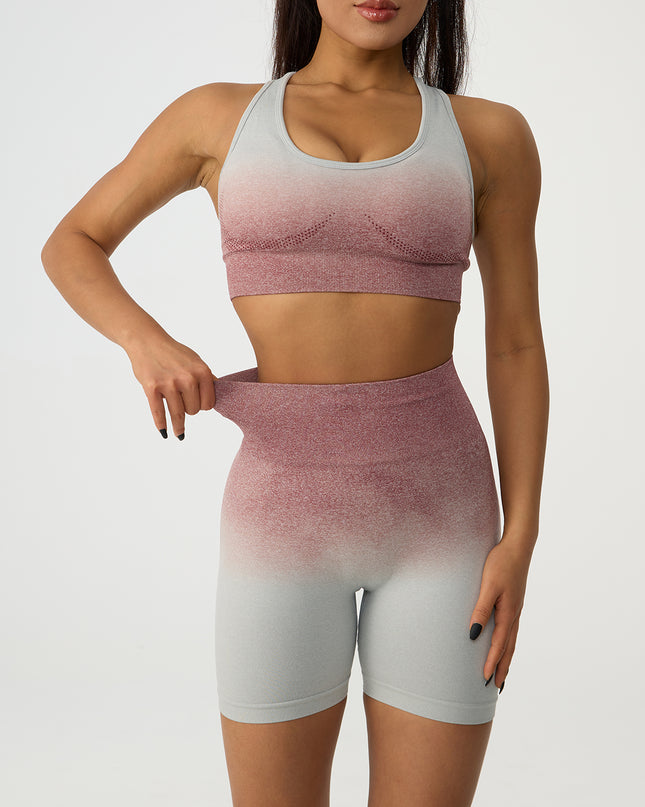 Gradient Scoop Neck Tank and High Waist Shorts Active Set