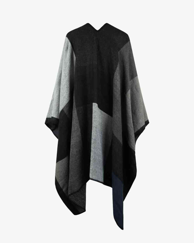 Color Block Open Front Poncho