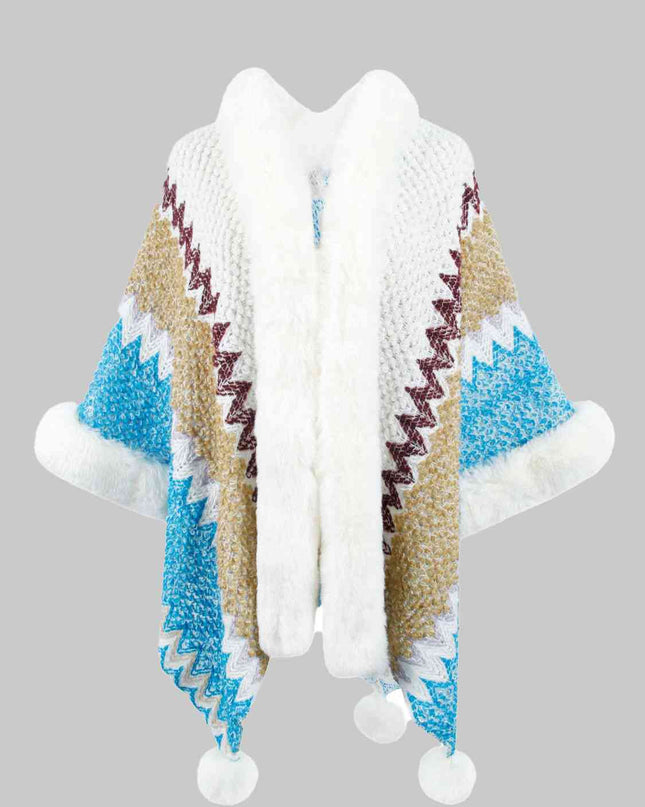 Color Block Open Front Poncho