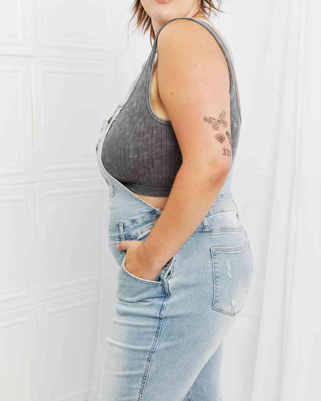 Judy Blue Melina Full Size Distressed Straight Leg Overalls