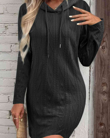 Drawstring Hooded Sweater Dress