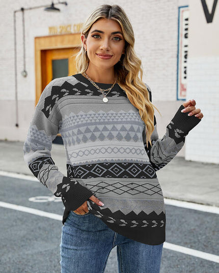 Round Neck Drop Shoulder Sweater
