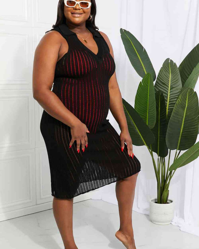 Openwork Johnny Collar Cover Up Dress