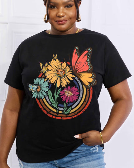 Simply Love Simply Love Full Size Flower & Butterfly Graphic Cotton Tee