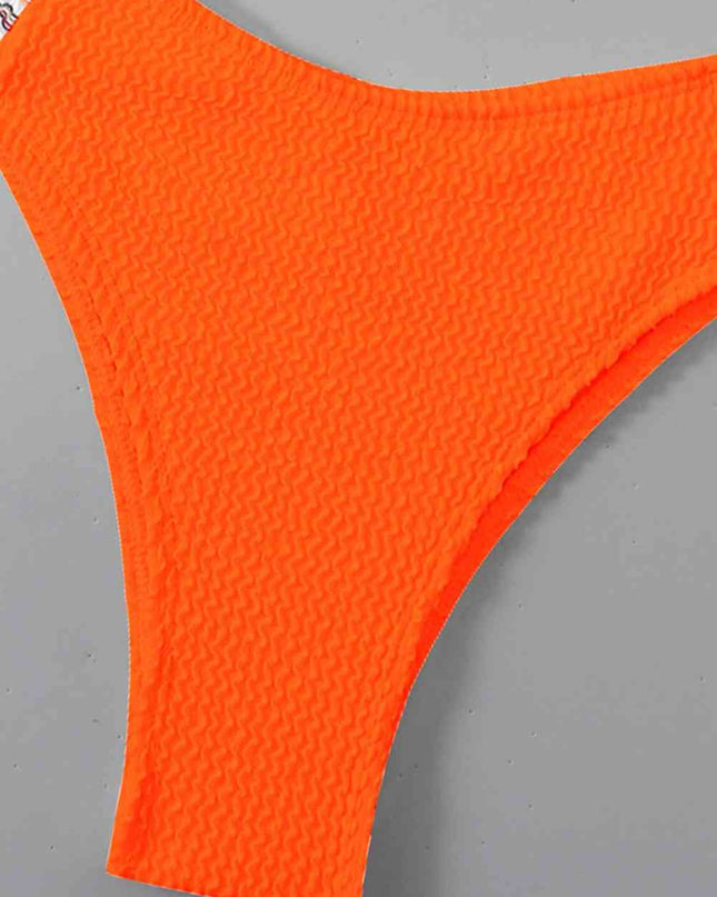Contrast Textured High Cut Swim Set