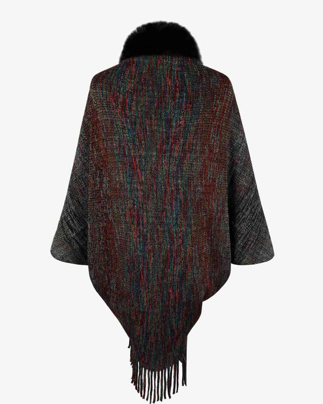 Open Front Fringe Hem Poncho