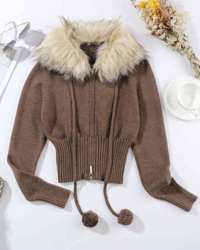 Zip Front Long Sleeve Cardigan