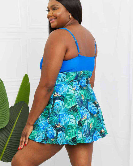 Marina West Swim Full Size Sail With Me V-Neck Swim Dress in Blue
