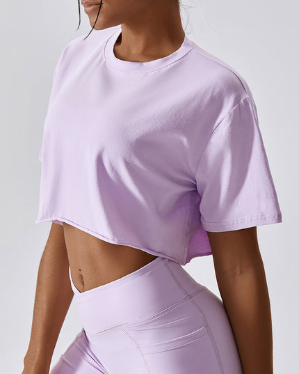 Cropped Round Neck Short Sleeve Active Top