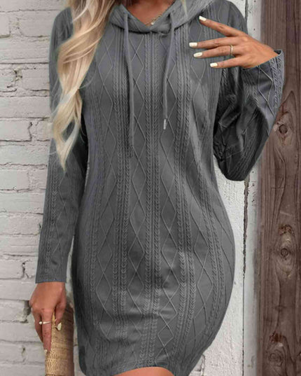 Drawstring Hooded Sweater Dress