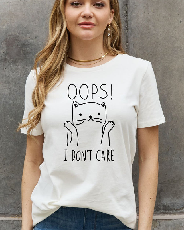 Simply Love Full Size OOPS I DON’T CARE Graphic Cotton Tee