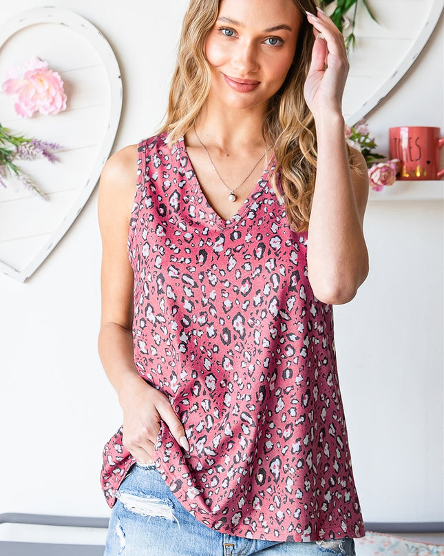 Animal Print V-Neck Tank