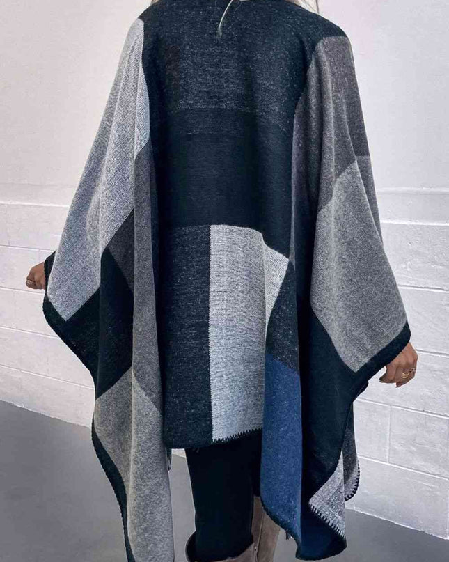 Color Block Open Front Poncho