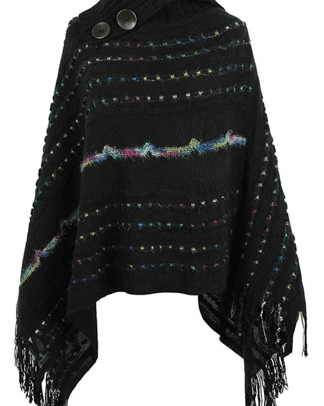 Cloak Sleeve Fringe Detail Poncho