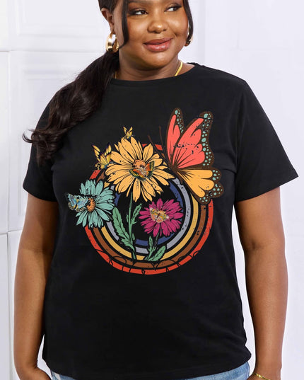 Simply Love Simply Love Full Size Flower & Butterfly Graphic Cotton Tee