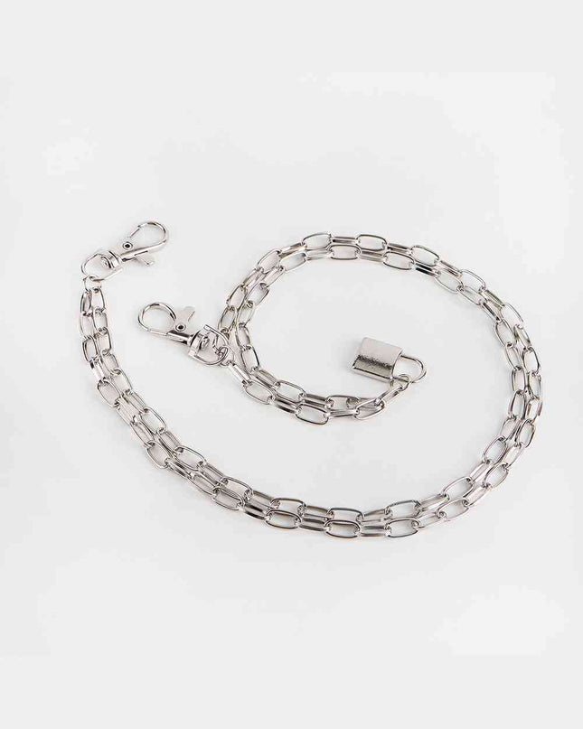 Double Layered Iron Chain Belt with Lock Charm
