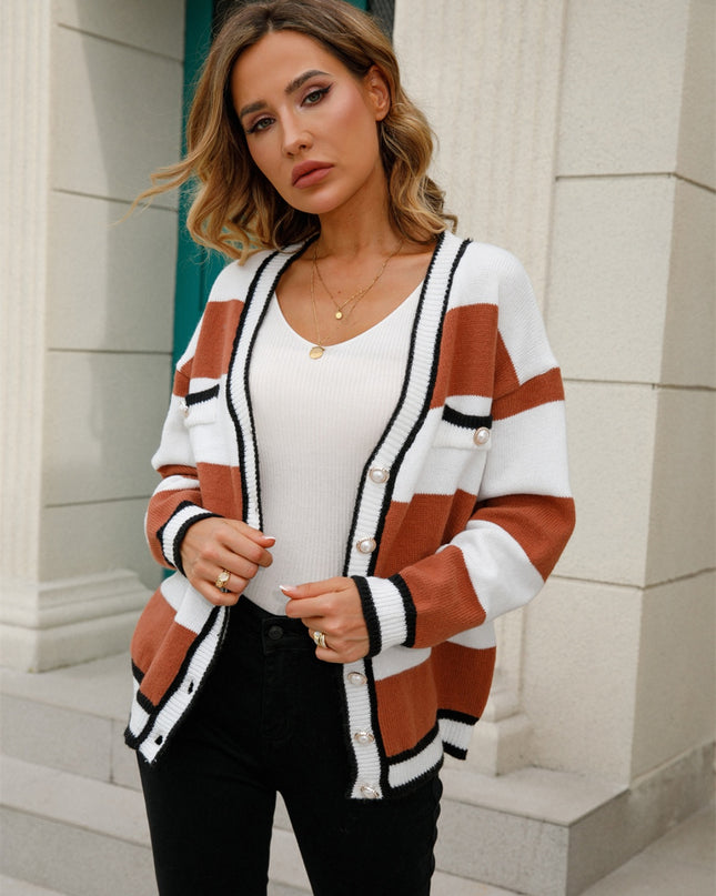 Striped Button Down Cardigan
