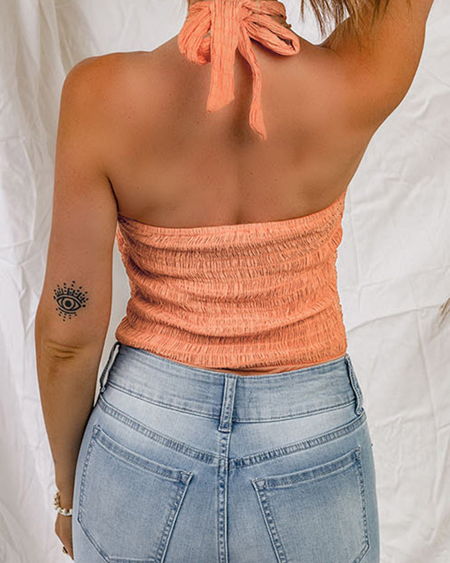 Smocked Halter Neck Top