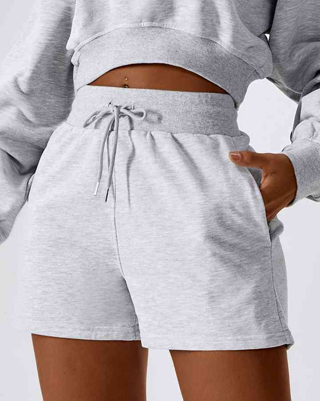 Drawstring Smocked Waist Sports Shorts