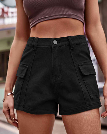 High-Waist Denim Shorts with Pockets