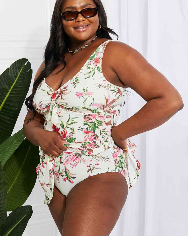 Marina West Swim Full Size Sail With Me V-Neck Swim Dress in Cream