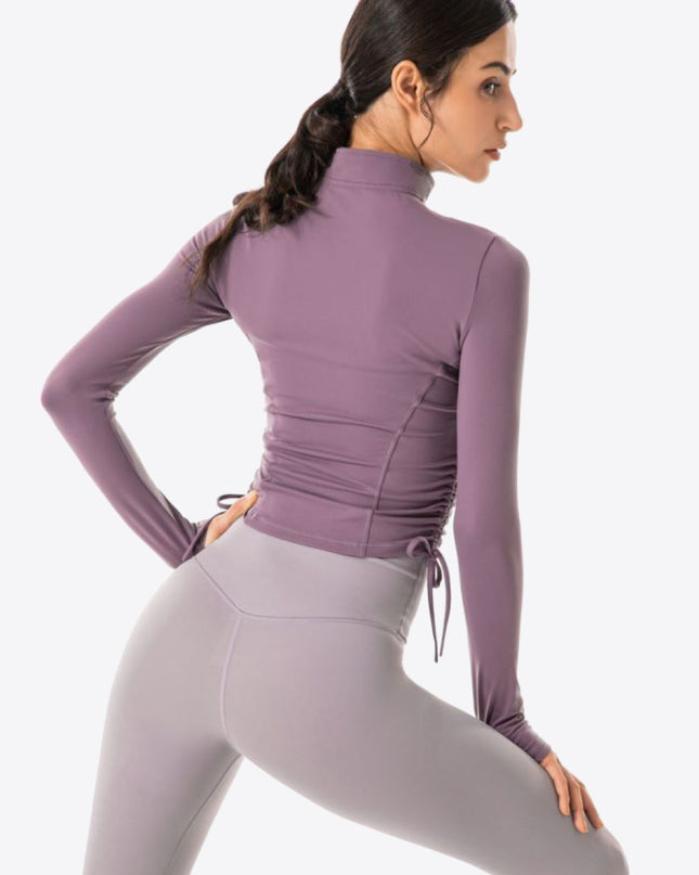 Side Drawstring Zip-Up Sports Jacket