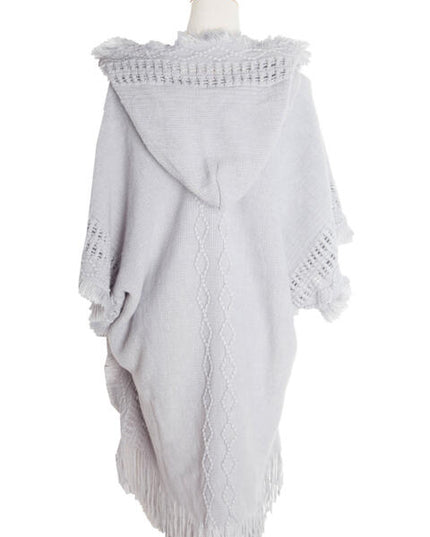 Fringe Hem Hooded Poncho