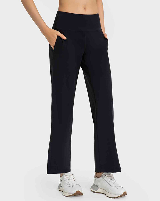 Wide Leg Slit Sport Pants with Pockets