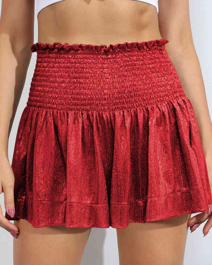 Glitter Smocked High-Waist Shorts
