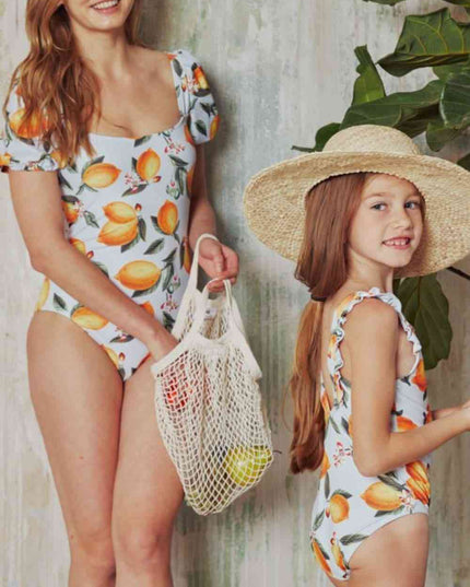 Marina West Swim Salty Air Puff Sleeve One-Piece in Citrus Orange
