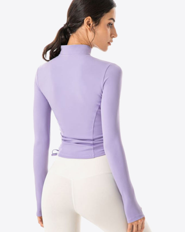 Side Drawstring Zip-Up Sports Jacket