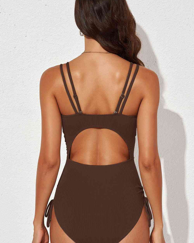 Tied Cutout Plunge One-Piece Swimsuit