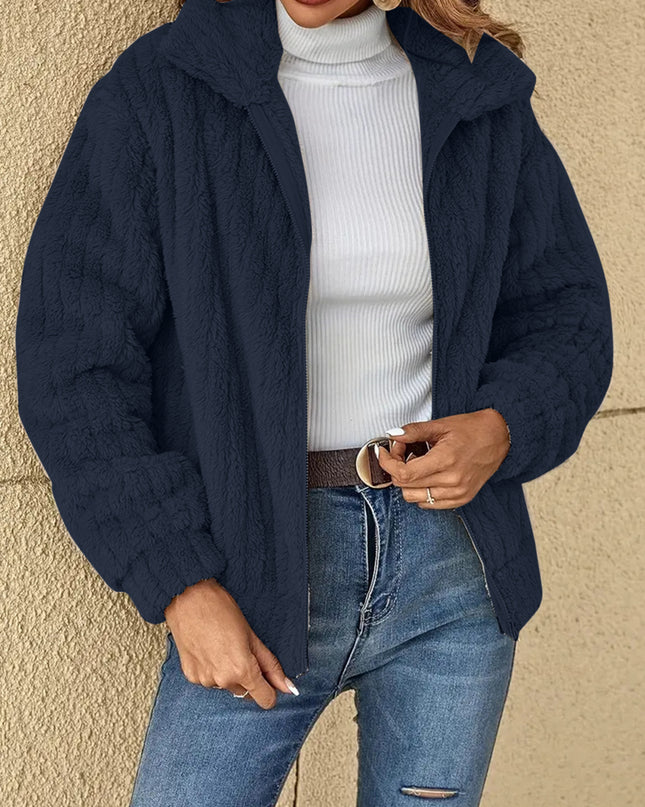 Plush Zip Up Long Sleeve Jacket