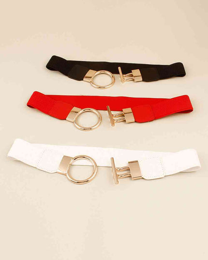 Circle Shape Buckle Zinc Alloy Buckle PU Leather Belt