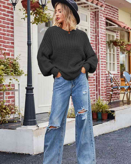 Round Neck Dropped Shoulder Sweater