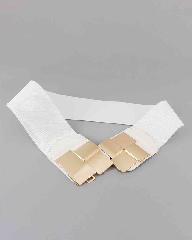 Geometric Buckle Elastic Wide Belt