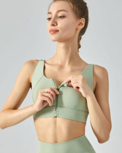 Breathable Zip-Up Sports Bra
