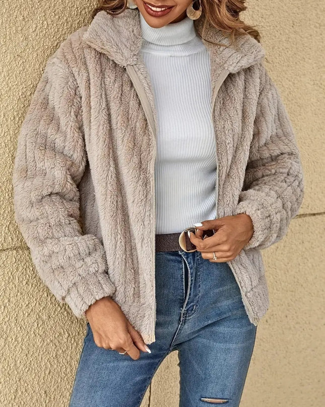 Plush Zip Up Long Sleeve Jacket