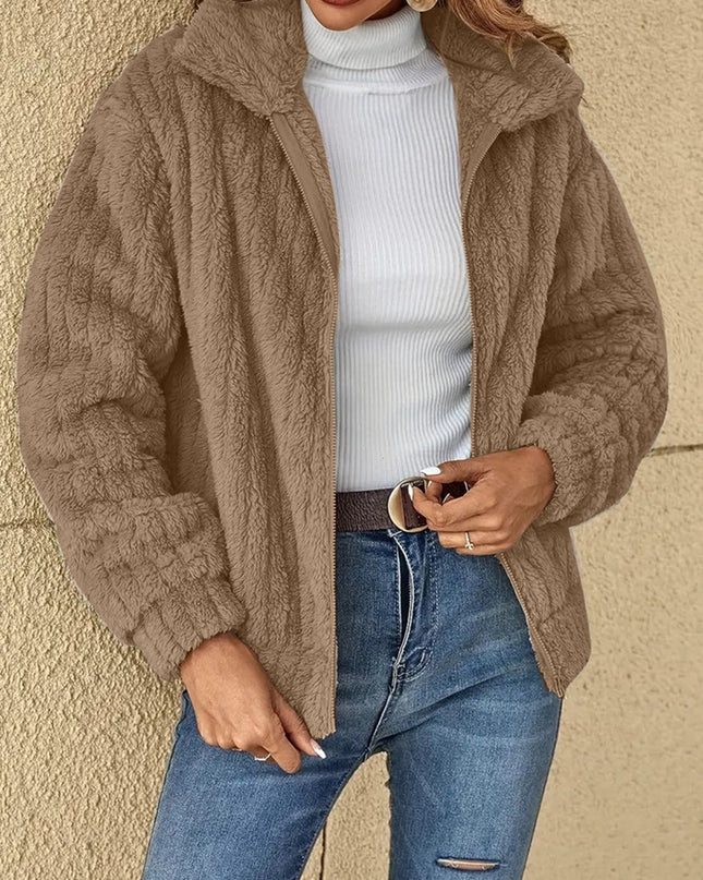 Plush Zip Up Long Sleeve Jacket