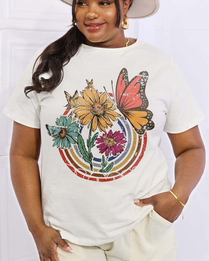 Simply Love Simply Love Full Size Flower & Butterfly Graphic Cotton Tee