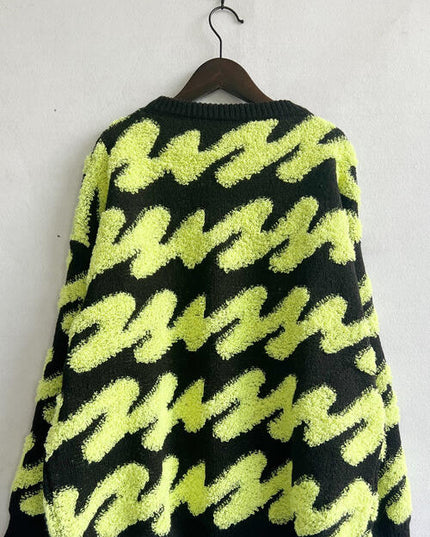 Ribbed Striped Dropped Shoulder Sweater