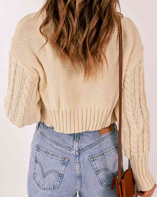 Cable-Knit Cropped Cardigan and Cami Set