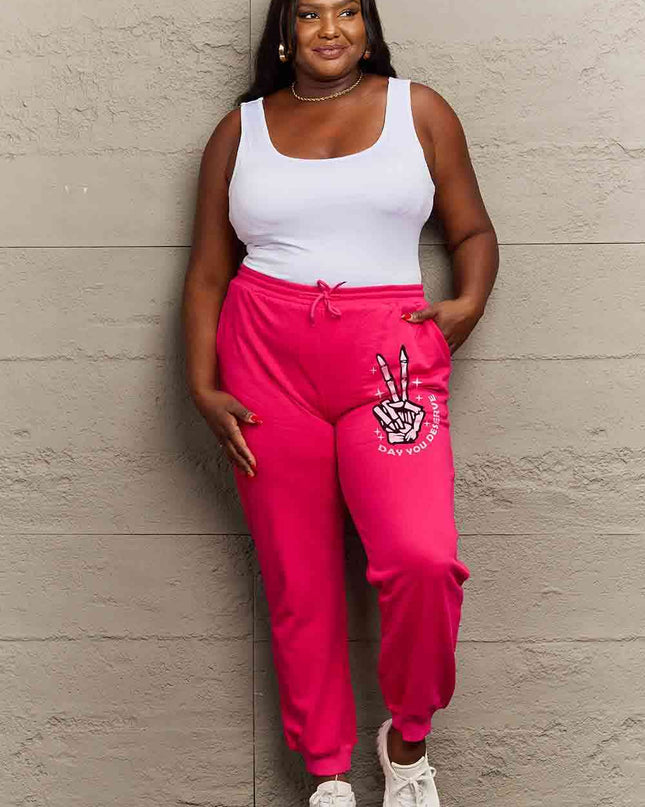 Simply Love Simply Love Full Size Drawstring DAY YOU DESERVE Graphic Long Sweatpants