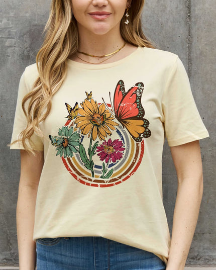 Simply Love Simply Love Full Size Flower & Butterfly Graphic Cotton Tee