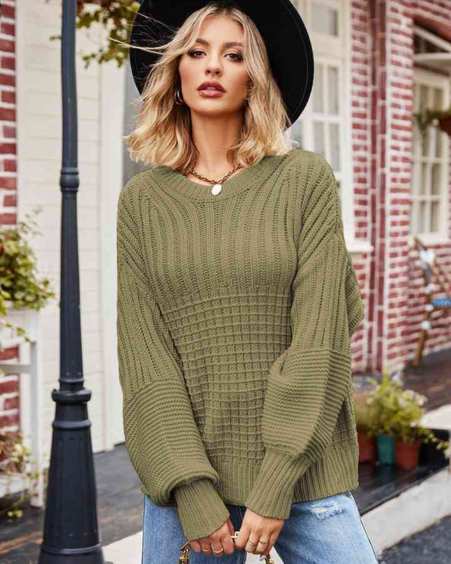 Round Neck Dropped Shoulder Sweater