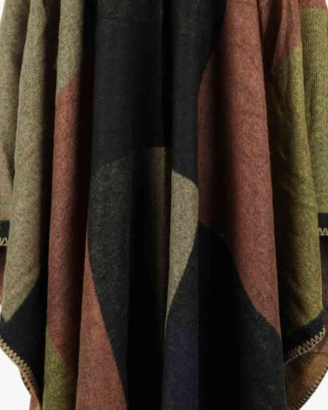 Color Block Open Front Poncho