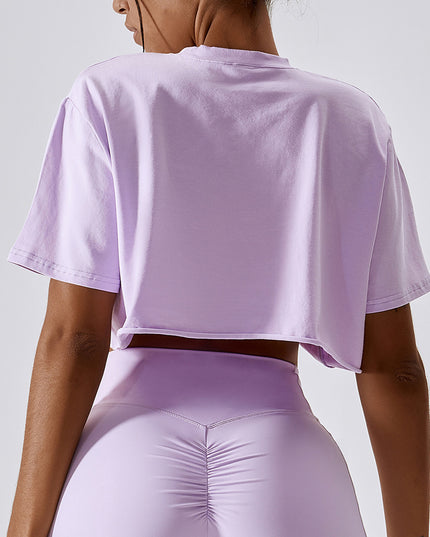 Cropped Round Neck Short Sleeve Active Top