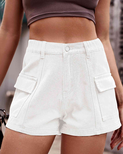 High-Waist Denim Shorts with Pockets